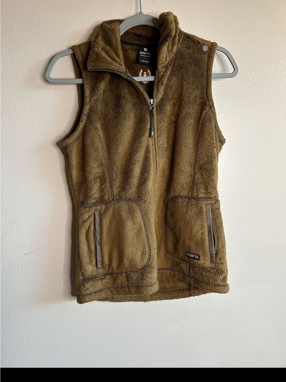 Kerrits Vest Womens Small Super Soft Fleece Full Zip Tan Utility Pockets